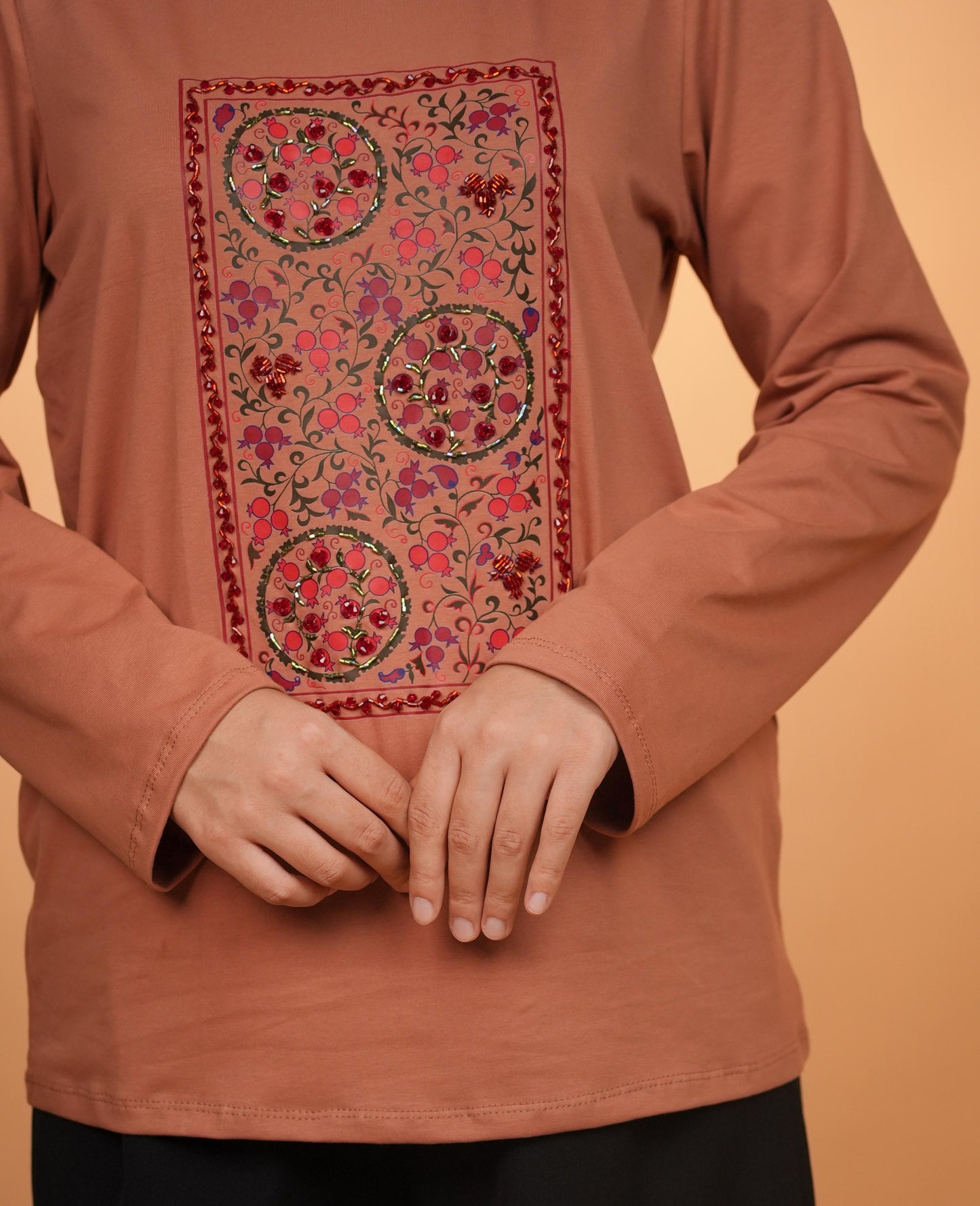 Orchard Suzani — Peach — Hand-Beaded