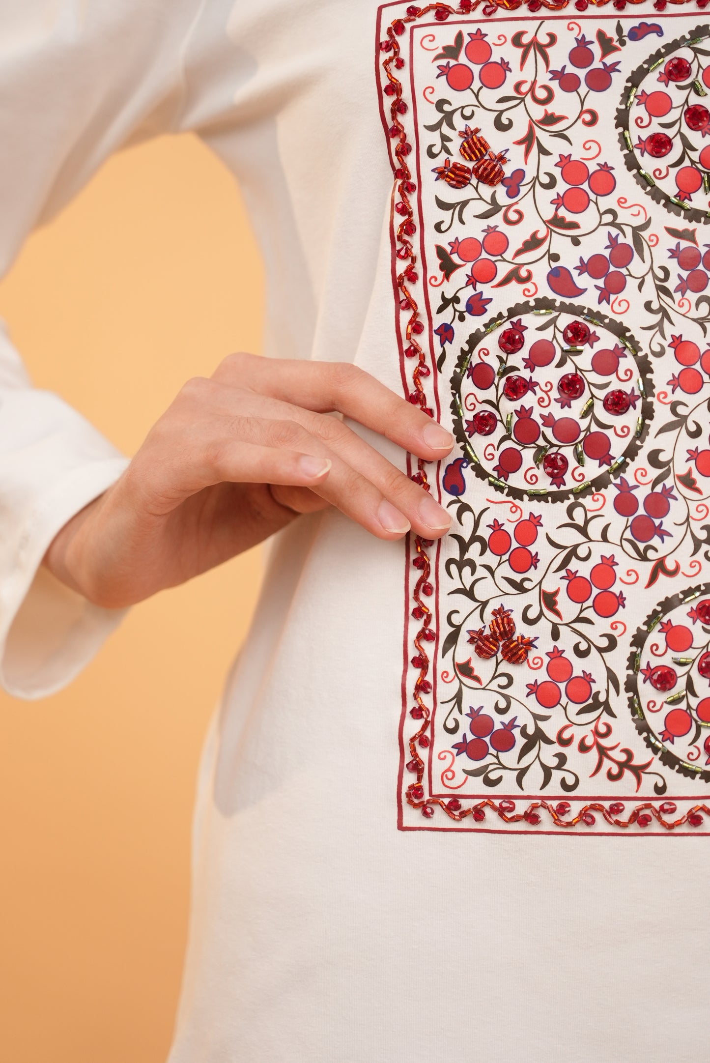 Orchard Suzani — Ivory — Hand-Beaded