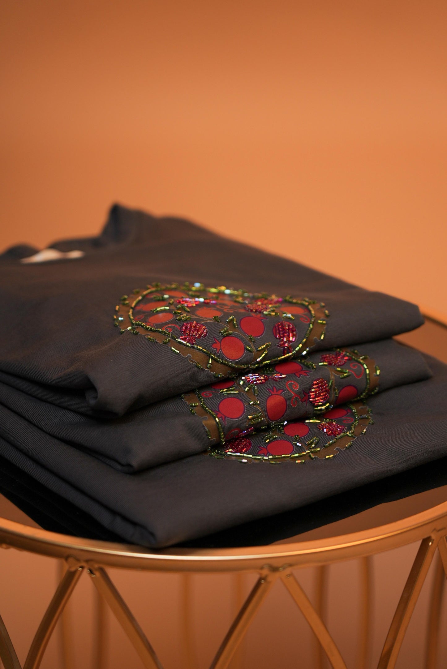 Suzani Ring — Charcoal — Hand-Beaded