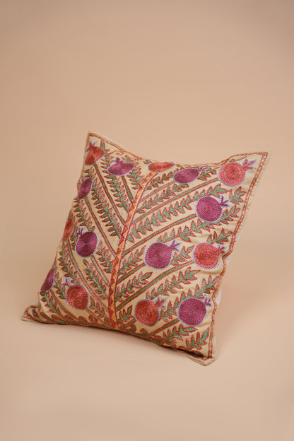 Hand-Embroidered Pomegranate Design Pillow Case