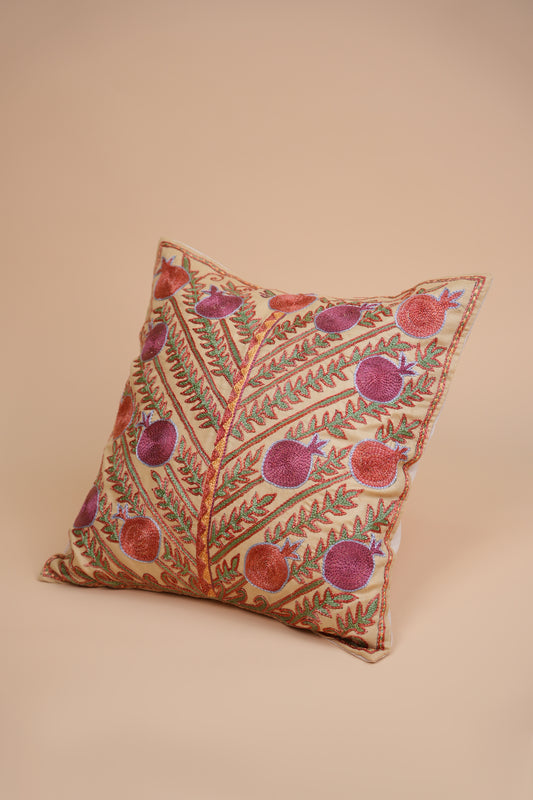 Hand-Embroidered Pomegranate Design Pillow Case