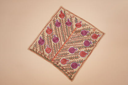 Hand-Embroidered Pomegranate Design Pillow Case