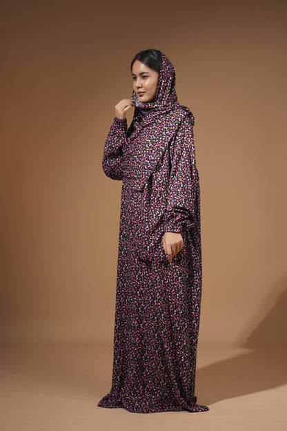 Floral Maxi Dress with Built-In Scarf – Modest & Elegant