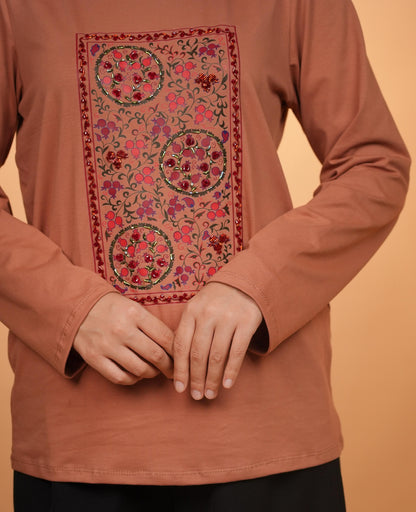 Orchard Suzani —  Peach —  Hand-Beaded