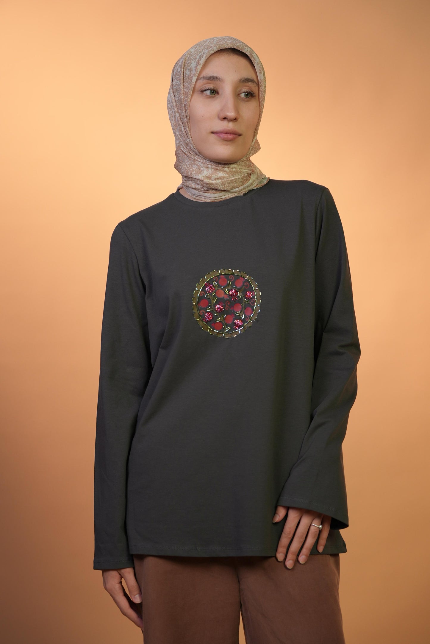 Suzani Ring —  Charcoal —  Hand-Beaded