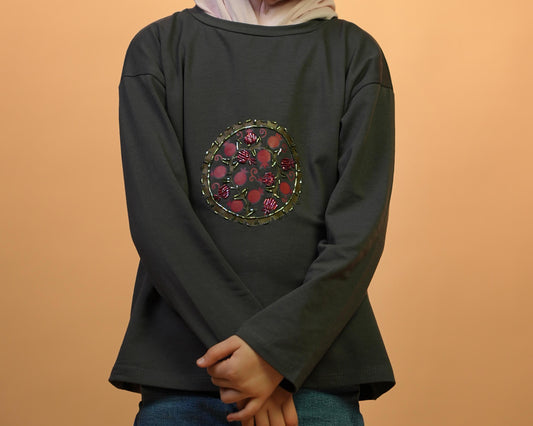 Suzani Ring —  Charcoal —  Hand-Beaded