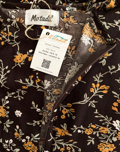 Floral Maxi Dress with Built-in Scarf – Elegant Modest Wear