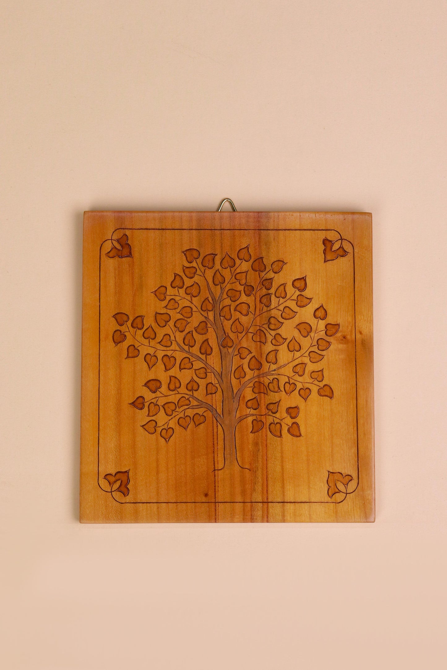Handcrafted Wooden Wall Panel – Tree Design 16cm × 15cm