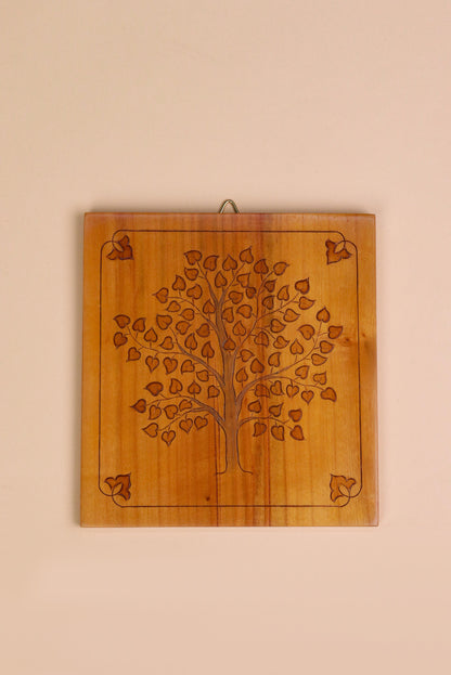Handcrafted Wooden Wall Panel – Tree Design 16cm × 15cm