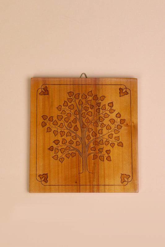 Handcrafted Wooden Wall Panel – Tree Design 16cm × 15cm