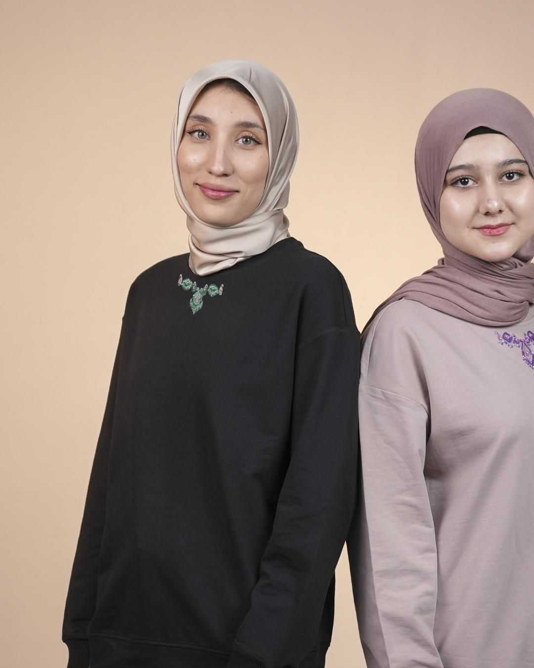 Ikat Festive - Lush Charm - Warm Black with Green Beads – Hand-Beaded