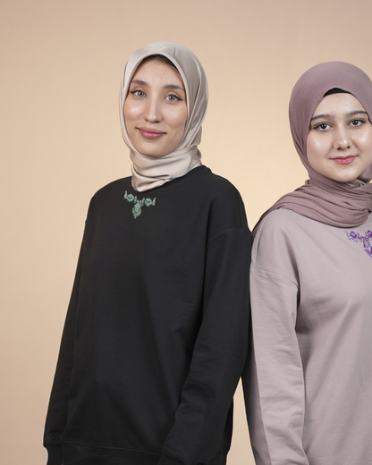 Ikat Festive - Lush Charm - Warm Black with Green Beads – Hand-Beaded