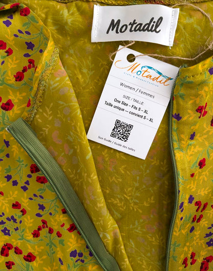 Green Modest Maxi Dress with Built-In Scarf