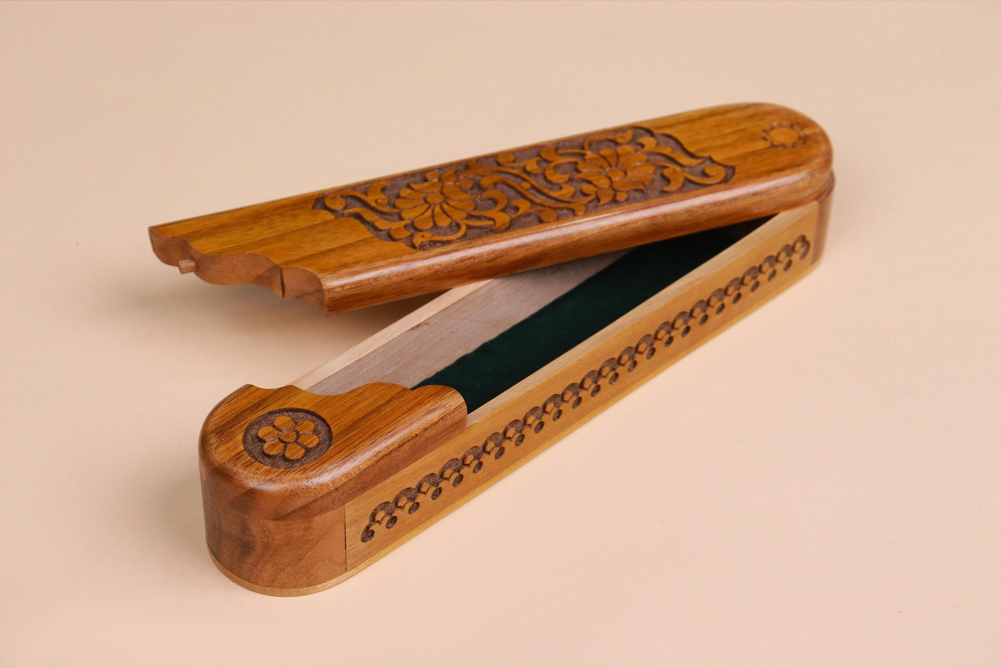 Hand-Carved Wooden Décor Box – 16cm x 4.5cm