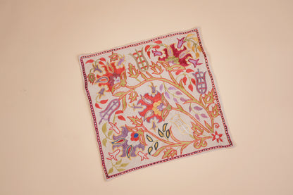 Hand-Embroidered Floral Pillow Case – Multicolor Suzani Design