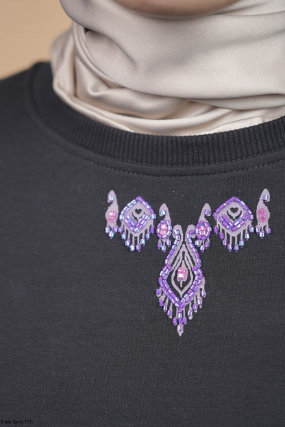 Ikat Festive - Lush Charm - Warm Black – Hand-Beaded