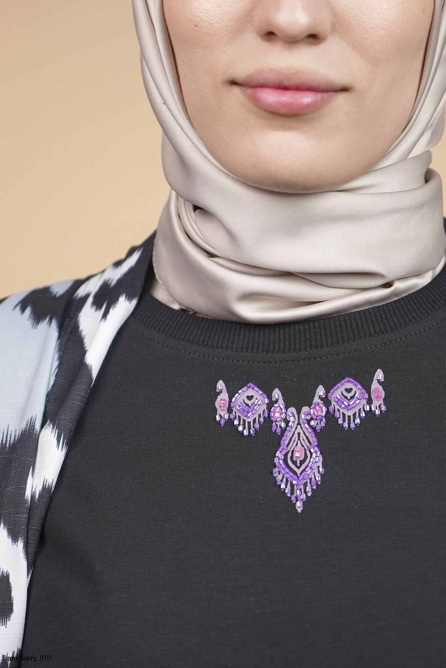 Ikat Festive - Lush Charm - Warm Black – Hand-Beaded