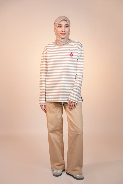 Anorée - Warm Stripe Beige – Hand-Beaded