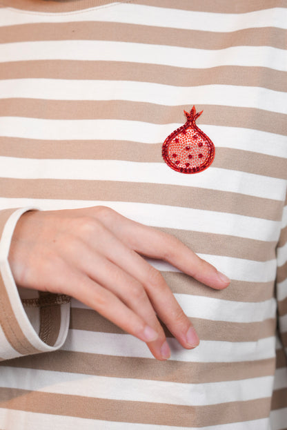 Anorée - Warm Stripe Beige – Hand-Beaded