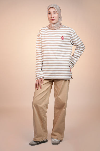 Anorée - Warm Stripe Beige – Hand-Beaded