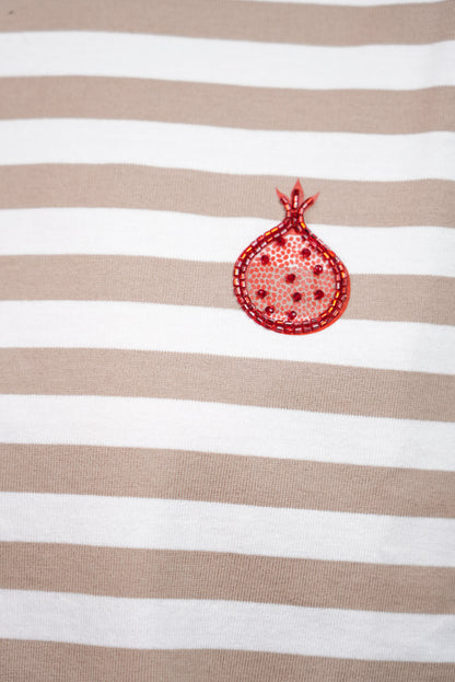 Anorée - Warm Stripe Beige – Hand-Beaded