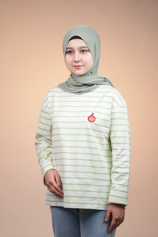 Anorée - Warm Stripe Mint  – Hand-Beaded