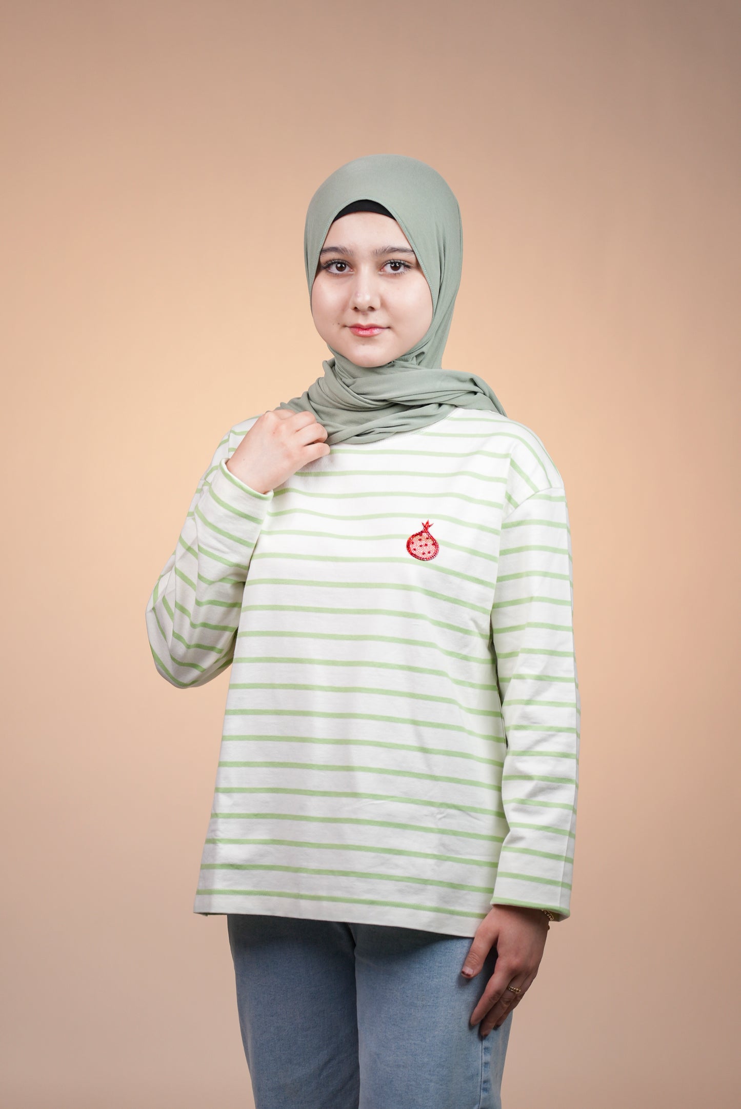 Anorée - Warm Stripe Mint  – Hand-Beaded