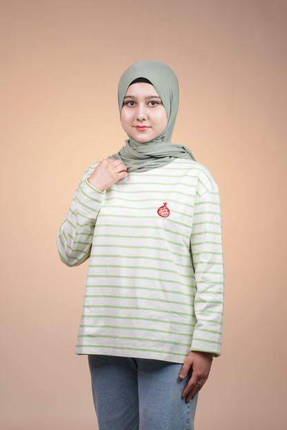 Anorée - Warm Stripe Mint  – Hand-Beaded