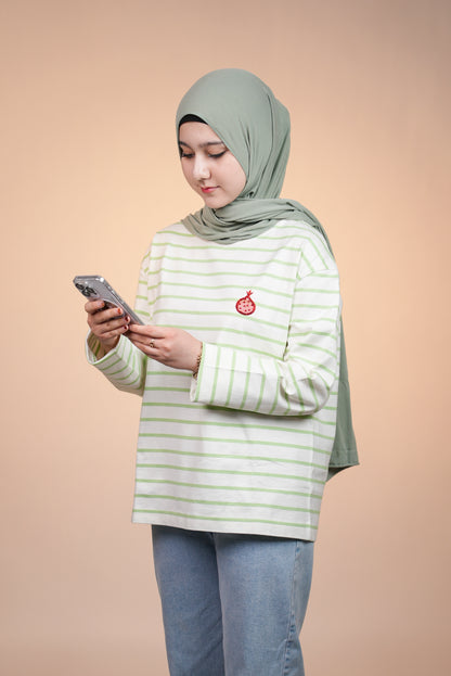 Anorée - Warm Stripe Mint  – Hand-Beaded