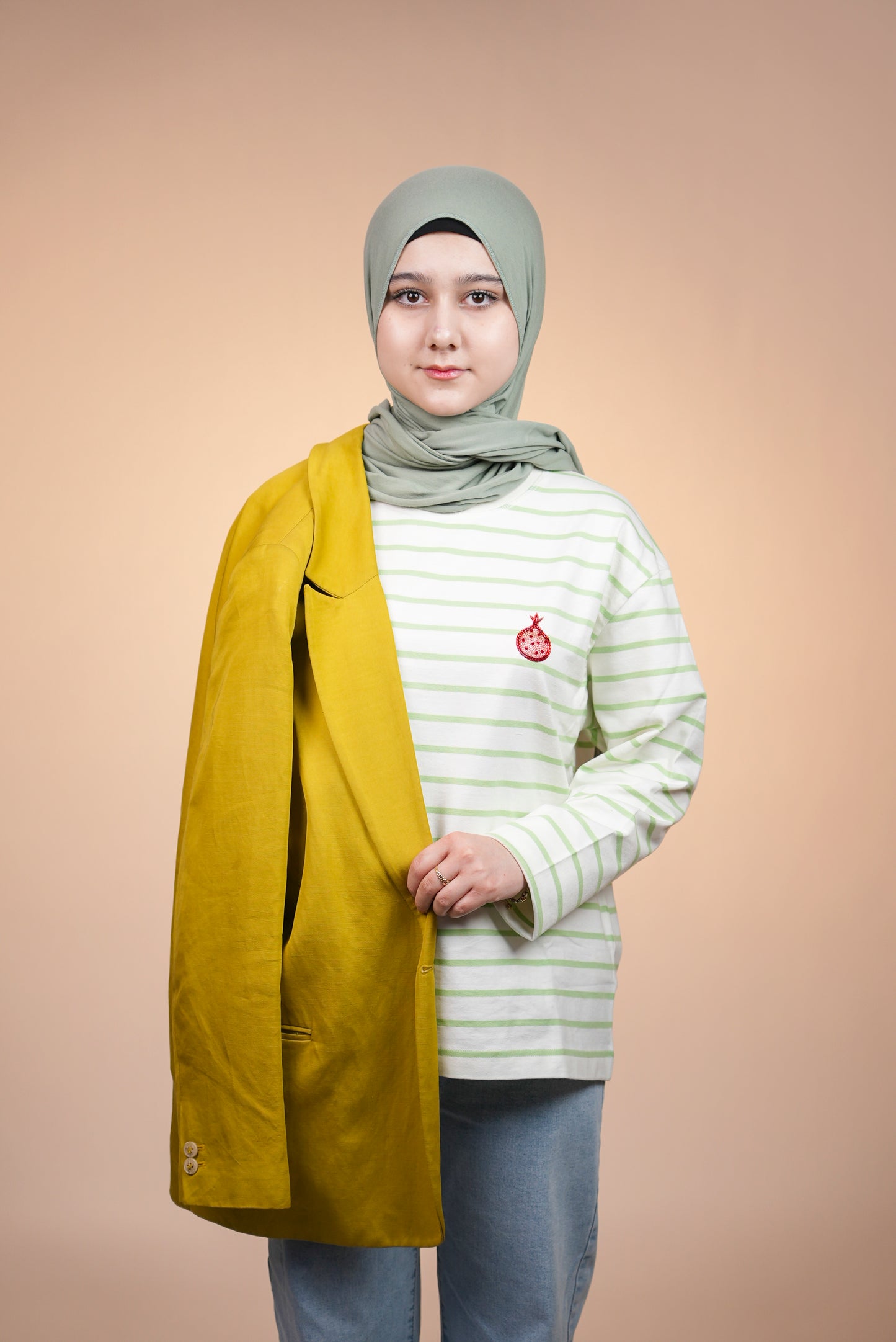 Anorée - Warm Stripe Mint  – Hand-Beaded