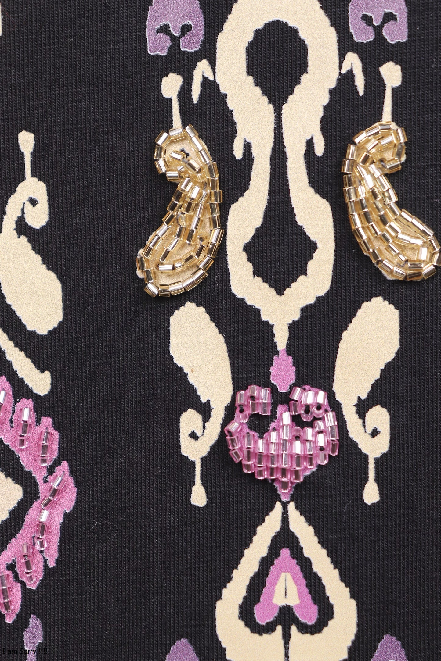 Ikat Festive —  Orchid — Black — Hand-Beaded