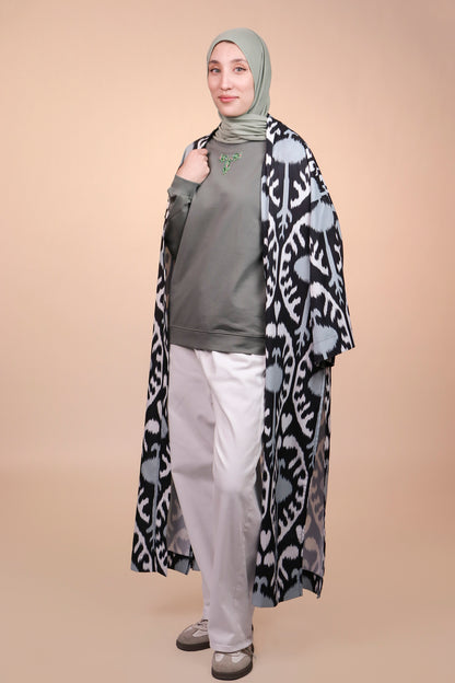 Ikat Festive - Lush Charm - Warm Olive - Hand-Beaded