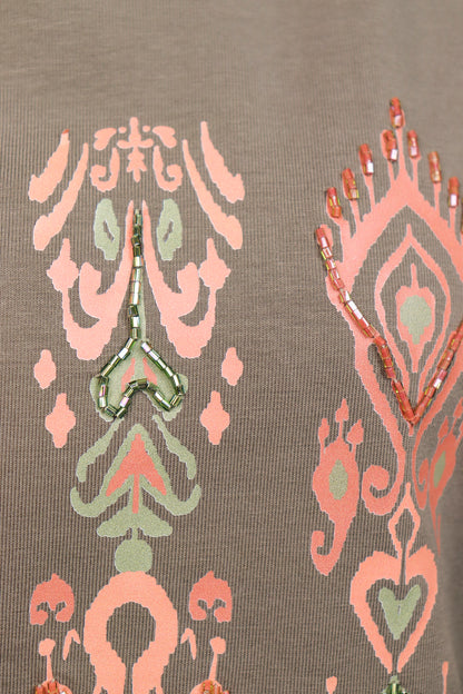 Ikat Festive - Olive - Green - Hand Beaded