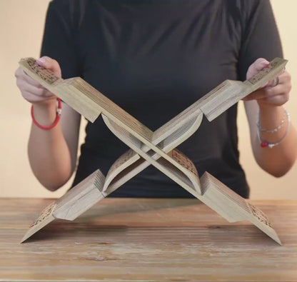 Handcrafted Wooden Foldable Bookstand – 33.5 × 15.7 cm